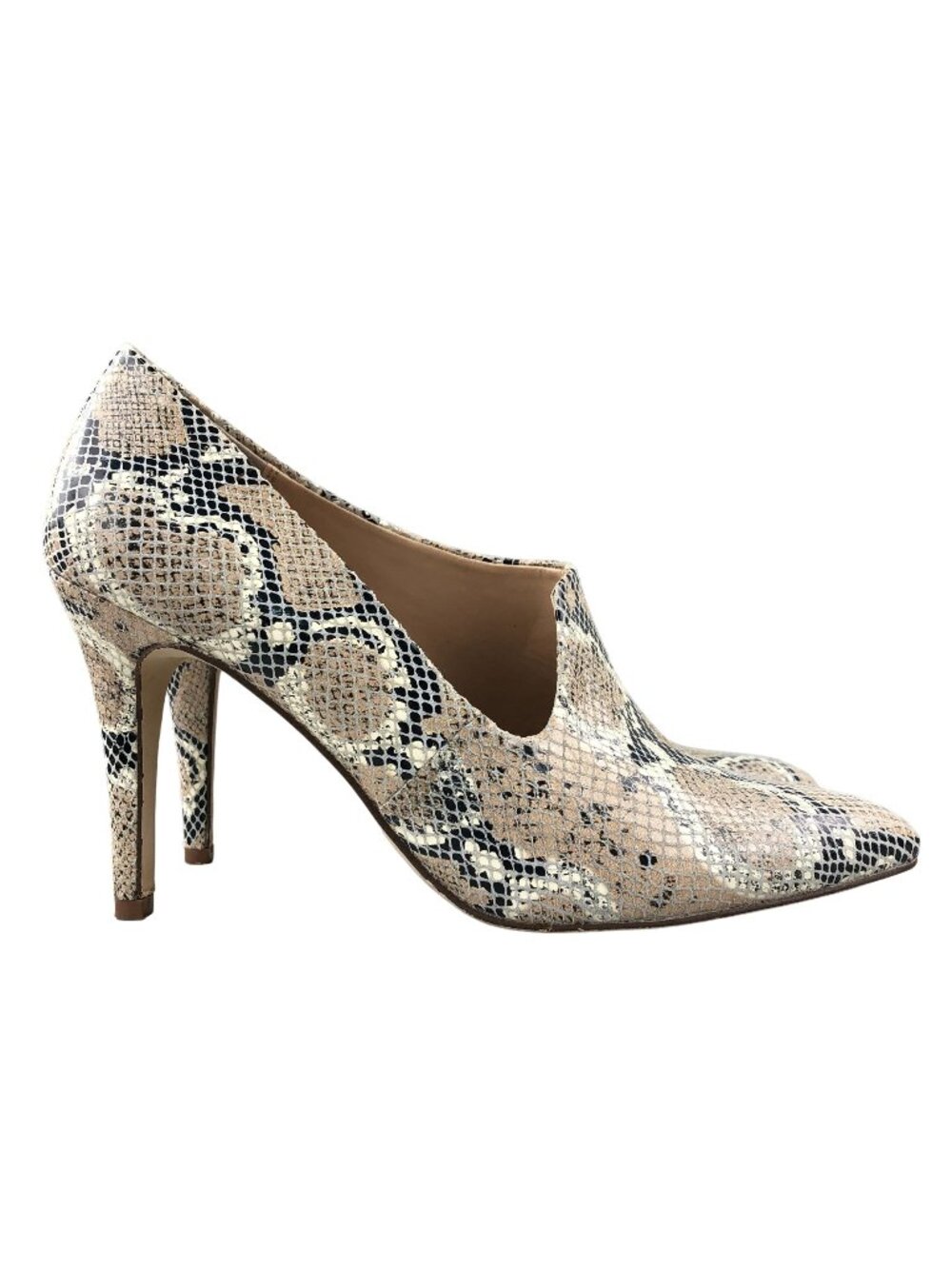 Lucca Lane Women's Size 8.5M Yalexis Brown Black Leather Snake High Heel Pumps